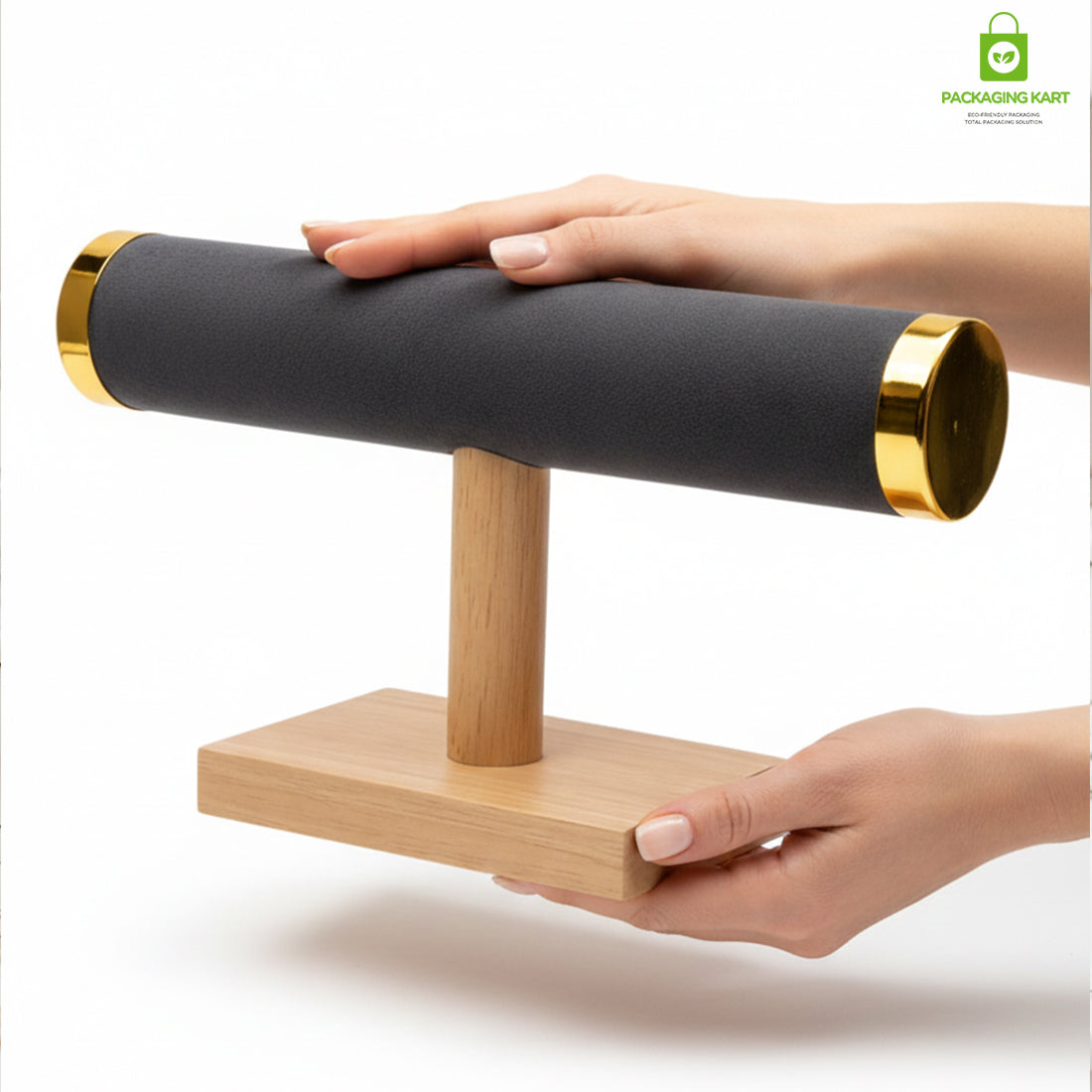Wooden Velvet Bangles Display Stand – Single Roll Jewellery Organizer