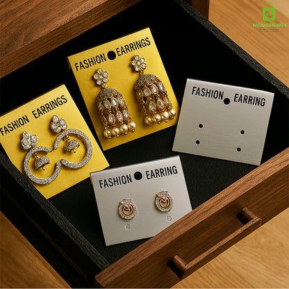 Earring Display Cards Silver Finish – Ideal for Studs, Hoops & Dangling Earrings