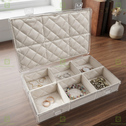 Transparent 6 Slot Jewellery Organizer Box with Soft Cushion Cotton | Protective Storage