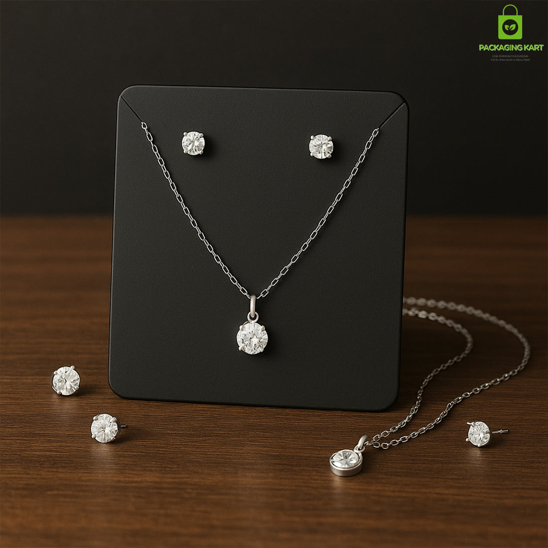 Black Jewellery Display Card – Plastic Set Card for Earrings & Necklace