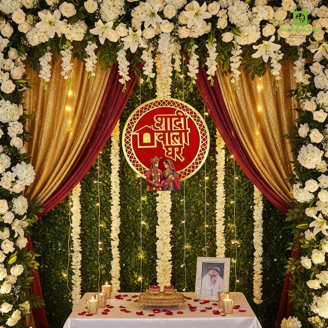 Shadiwala Ghar Gold Plated Home Décor Board – Traditional Wedding Decoration