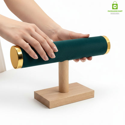 Wooden Velvet Bangles Display Stand – Single Roll Jewellery Organizer