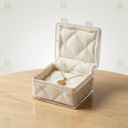 Multipurpose Plastic Jewellery Box with White Cushion Cotton Padding for Rings, Chains & Earrings