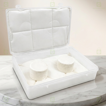 Transparent Plastic Jewellery Storage Box with Soft White Cushion Cotton Padding for Protection