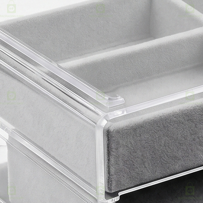 Premium 3 Tier Leather Jewellery Organizer Box with Drawer Storage for Rings, Earrings & Necklaces