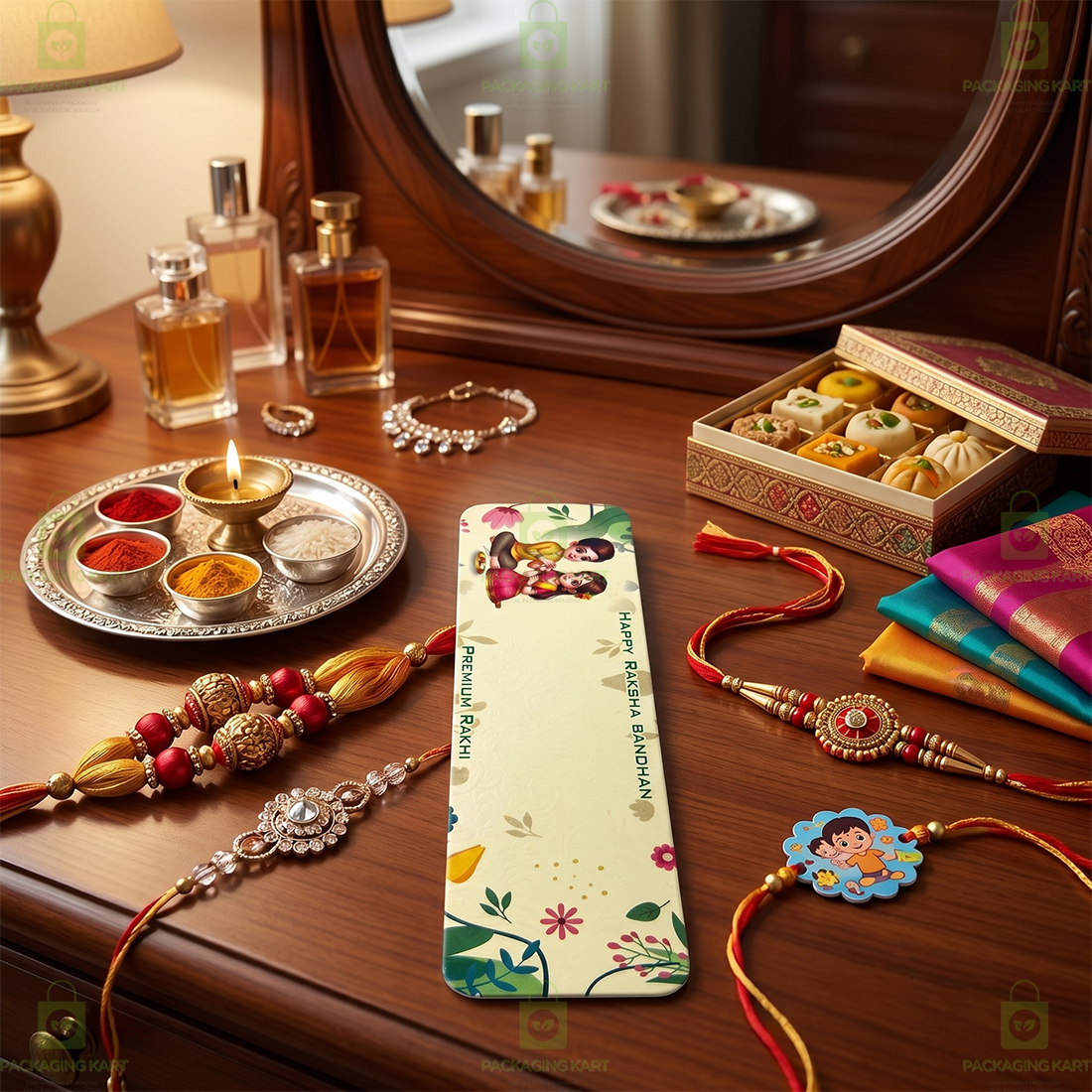 Luxury Rakhi Greeting Card with Traditional Indian Design