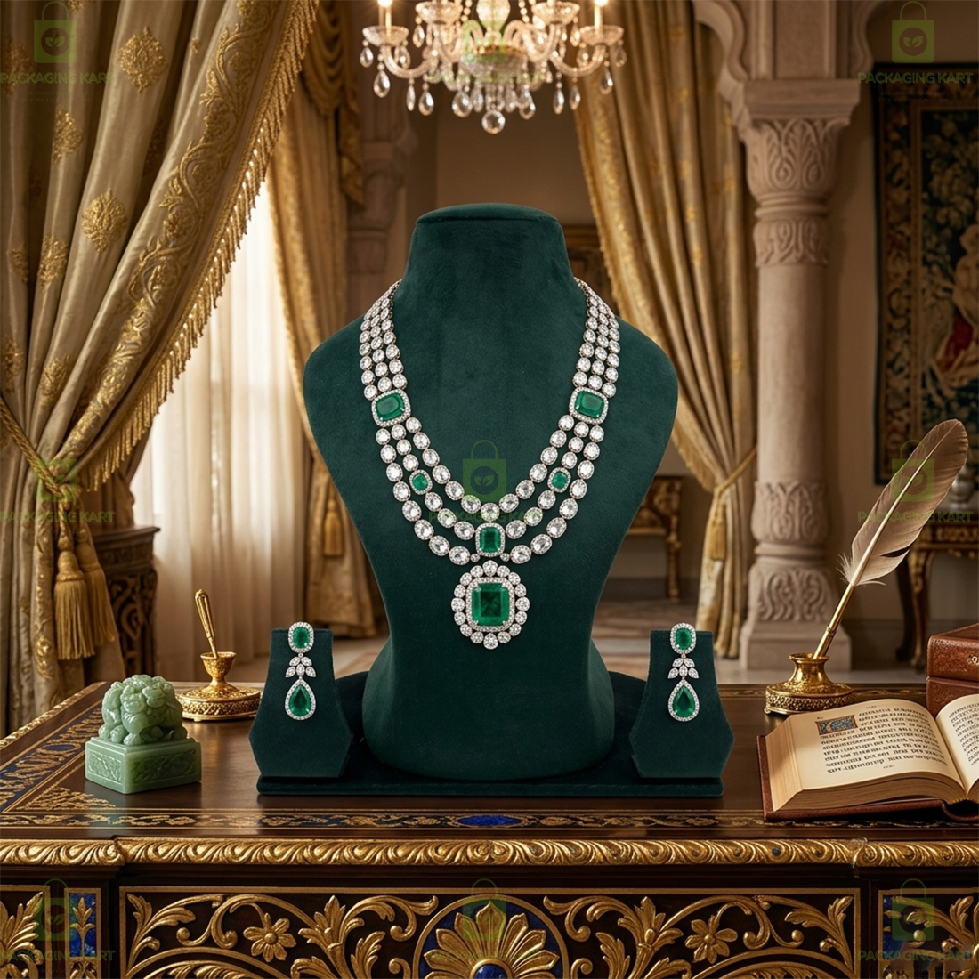 Wooden Velvet Necklace Holder Stand – Premium Jewellery Display Organizer