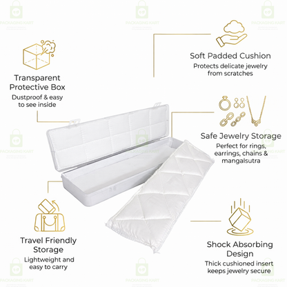Jewellery Storage Plastic Box with White Cotton Cushion Padding – Anti-Oxidation Organizer Case
