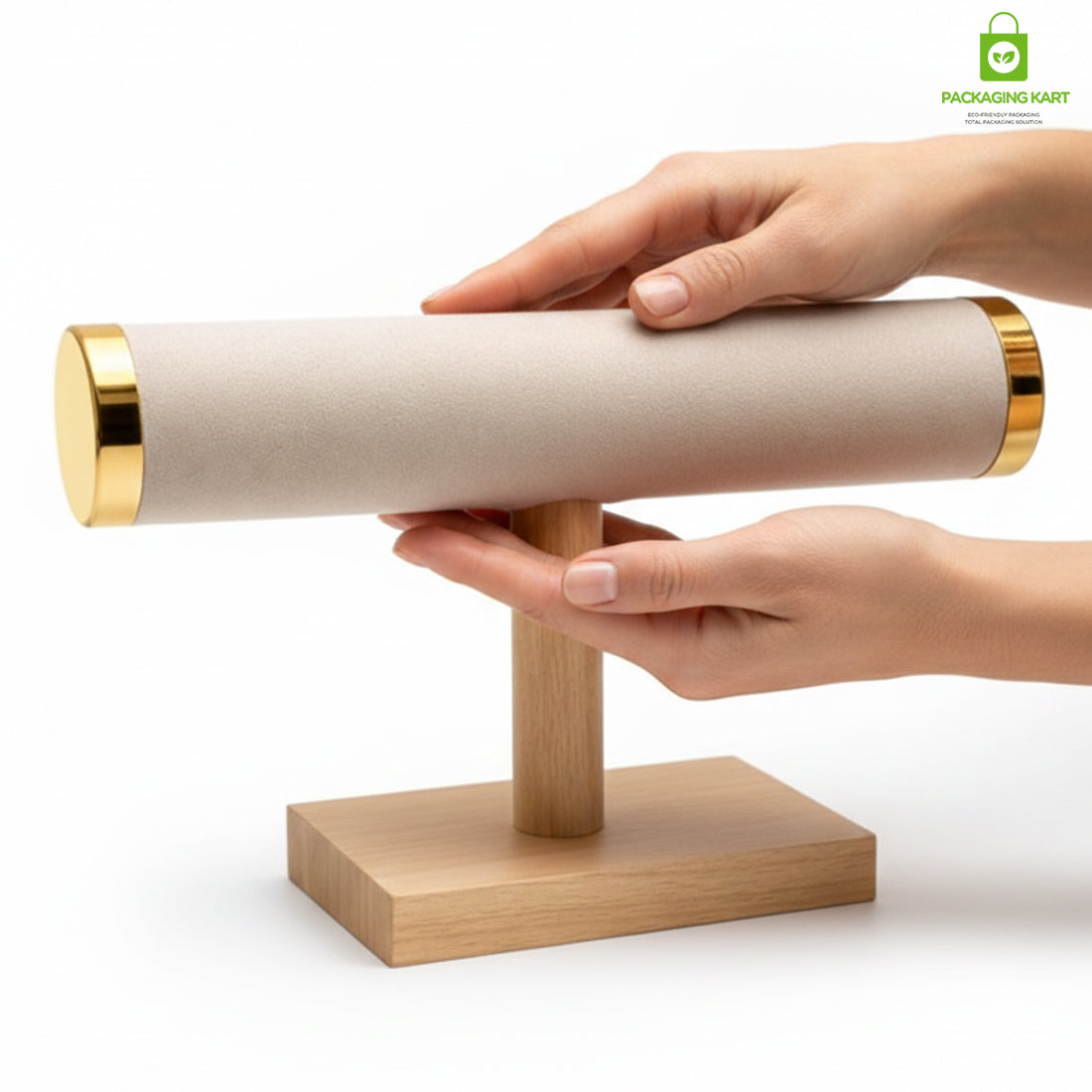 Wooden Velvet Bangles Display Stand – Single Roll Jewellery Organizer