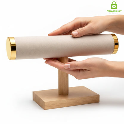 Wooden Velvet Bangles Display Stand – Single Roll Jewellery Organizer