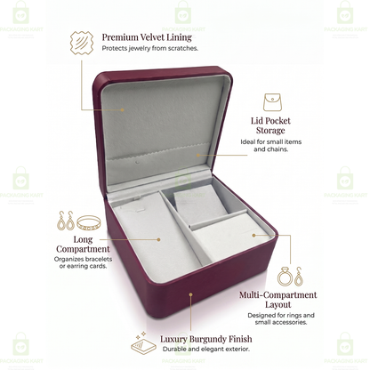 Multi-Compartment Jewellery Organizer Box – Rings, Earrings & Necklaces