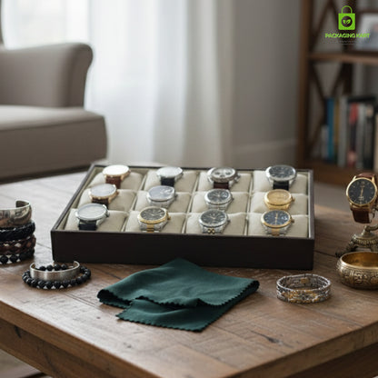 Wooden Jewellery Display Tray for Showroom Use – Watch, Kada & Bracelet (12 Slots)
