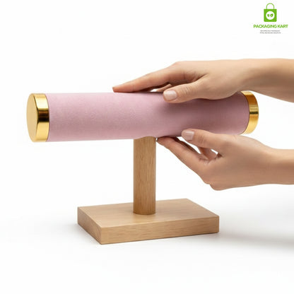Wooden Velvet Bangles Display Stand – Single Roll Jewellery Organizer