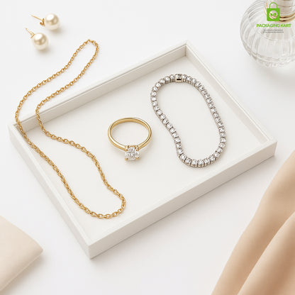 White Colour Fancy Jewellery Tray for Rings, Earrings & Chains