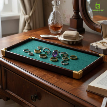Fancy Velvet Rings Wooden Display Tray for Jewellery