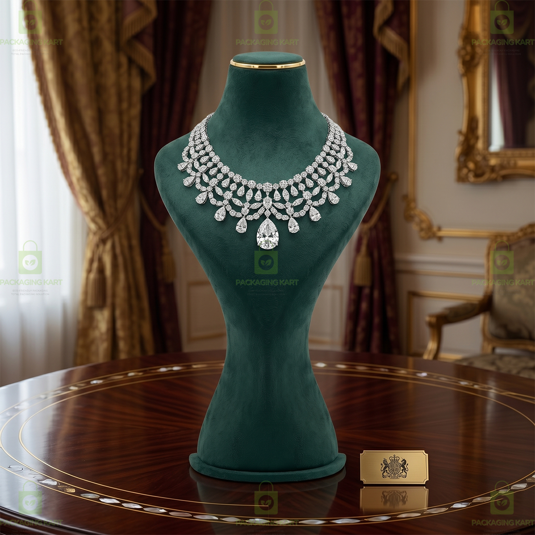 Premium Quality Leather Velvet Necklace Statue for Jewellery Display | Elegant Necklace Stand Holder
