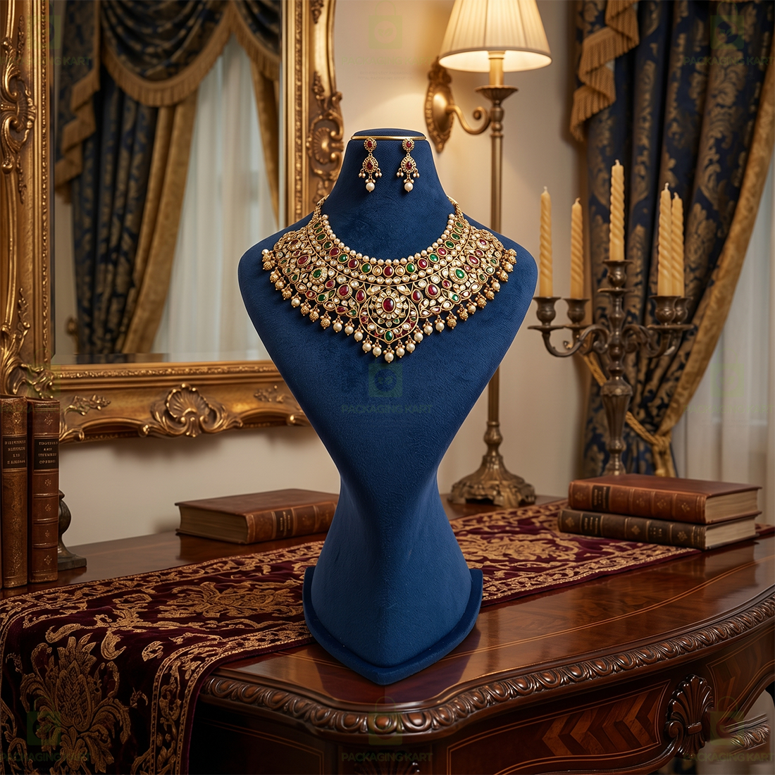 Premium Quality Leather Velvet Necklace Statue for Jewellery Display | Elegant Necklace Stand Holder