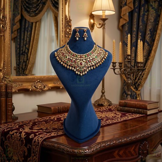 Premium Quality Leather Velvet Necklace Statue for Jewellery Display | Elegant Necklace Stand Holder