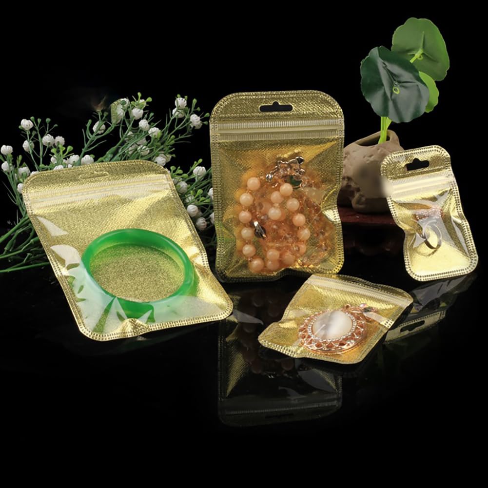 Luxury Silver & Golden Jewelry Packaging Pouch Bags – Resealable Foil Ziplock Bags