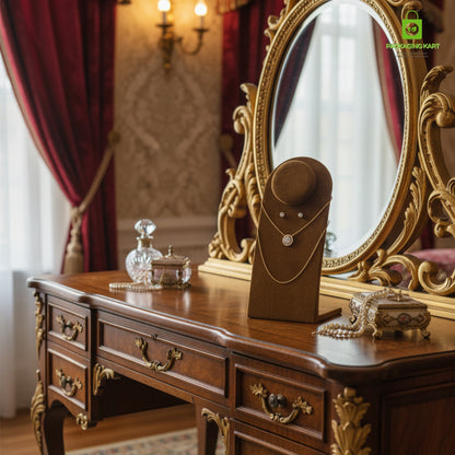 Velvet Brown Fancy Jewellery Statue | Premium Display Stand