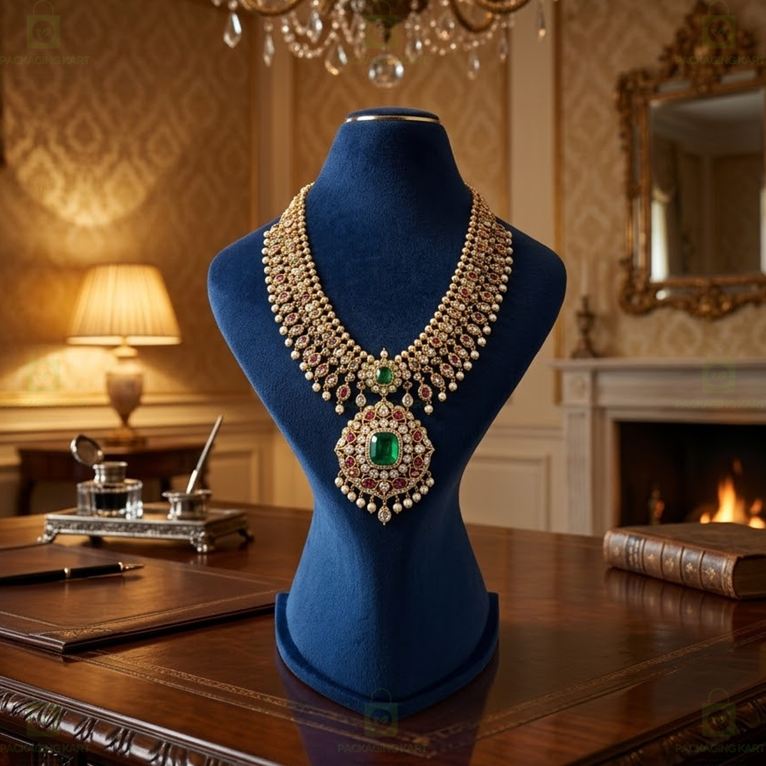 Premium Quality Leather Velvet Necklace Statue for Jewellery Display | Elegant Necklace Stand Holder