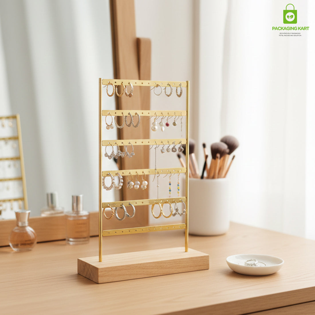 Premium Gold Frame Earrings Stand for Display & Storage