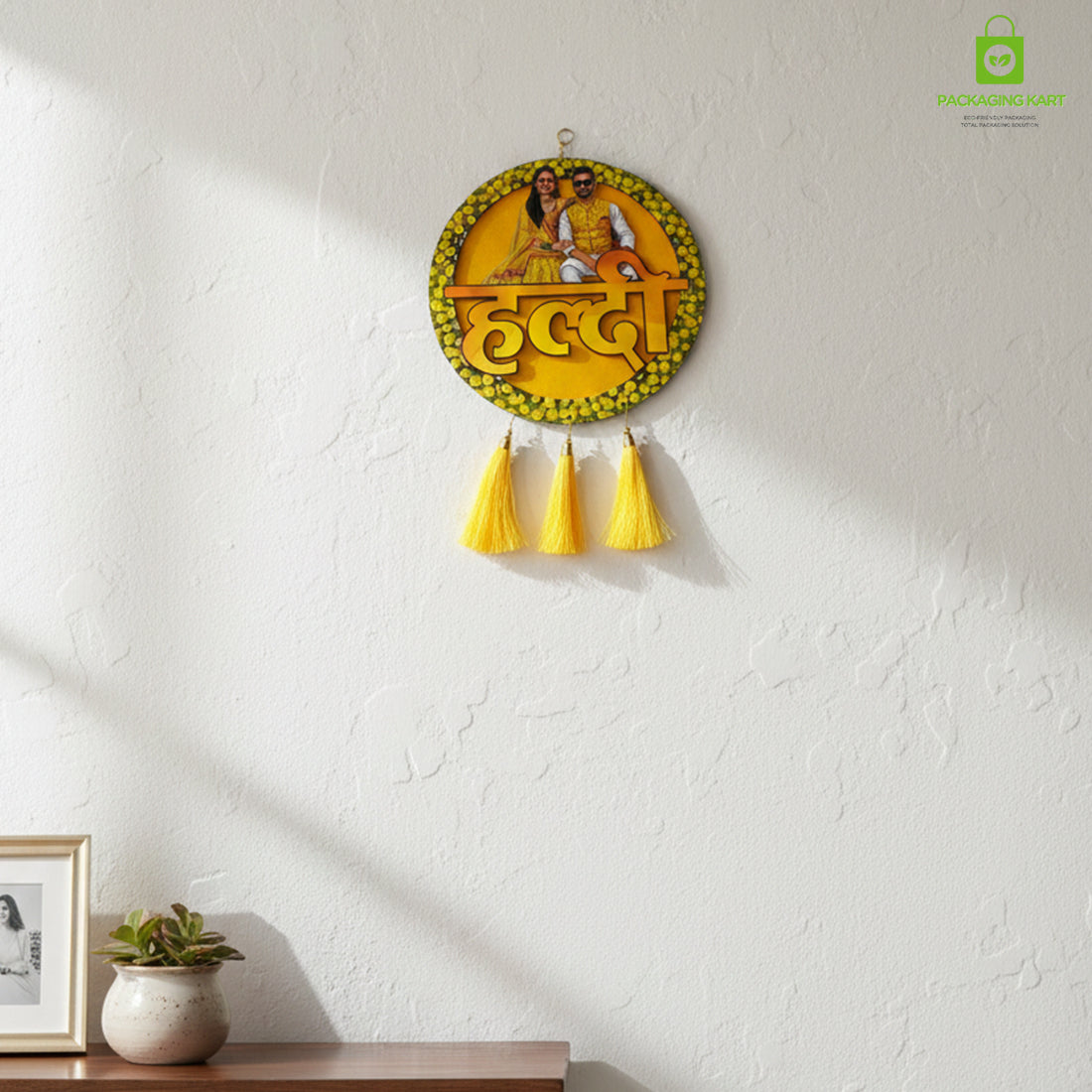 Decorative Haldi Decorations Door Board, Home Decoration Items for Wedding Ceremony Haldi, Mehndi, Subh Vivah, Shadi Wala Ghar Hanging Round Decoration