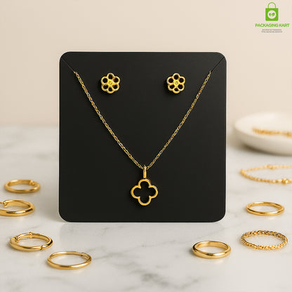 Black Jewellery Display Card – Plastic Set Card for Earrings & Necklace