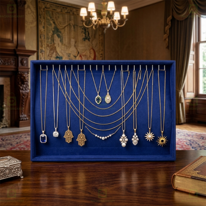 Premium Velvet Wooden Chain Tray for Jewellery Display | Elegant Necklace Organizer