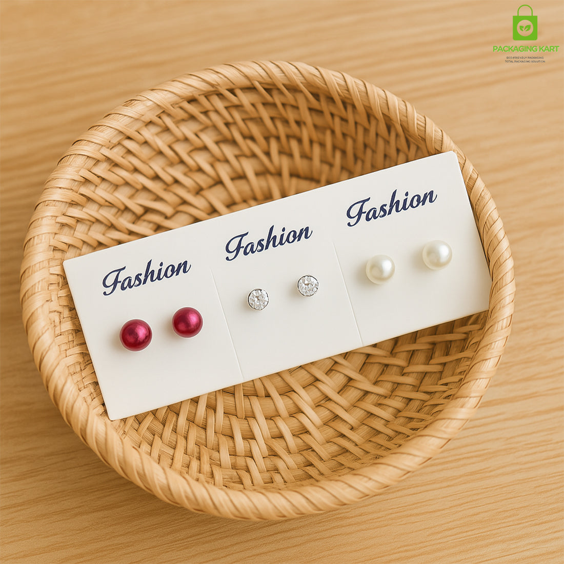 White Earrings Holder Card for Studs, Hoops & Drops