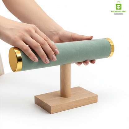 Wooden Velvet Bangles Display Stand – Single Roll Jewellery Organizer