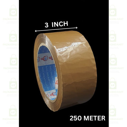 3 Inch X 250 Meters Brown BOPP Self Adhesive Tape – Waterproof & Tear Resistant Packaging Tape