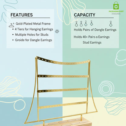 Gold Plated Frame Earrings Display Stand for Boutique