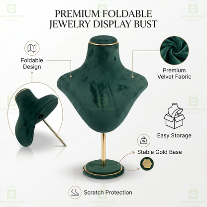 Premium Quality Velvet Foldable Jewellery Necklace Stand | Elegant Necklace Display Holder