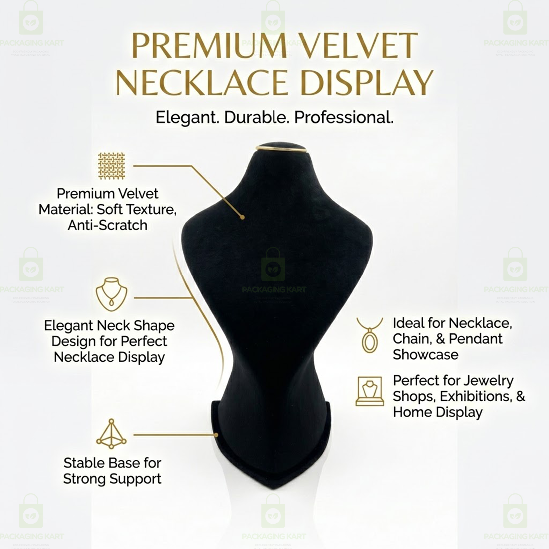 Premium Quality Leather Velvet Necklace Statue for Jewellery Display | Elegant Necklace Stand Holder