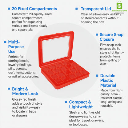 20 Pcs Red Square Jewellery Organizer Box – Durable & Elegant