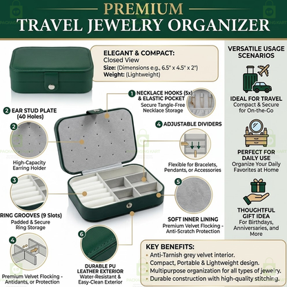 Premium 2 Step Jewellery Box for Women – Velvet Organizer Gift Case for Rings, Earrings & Necklace