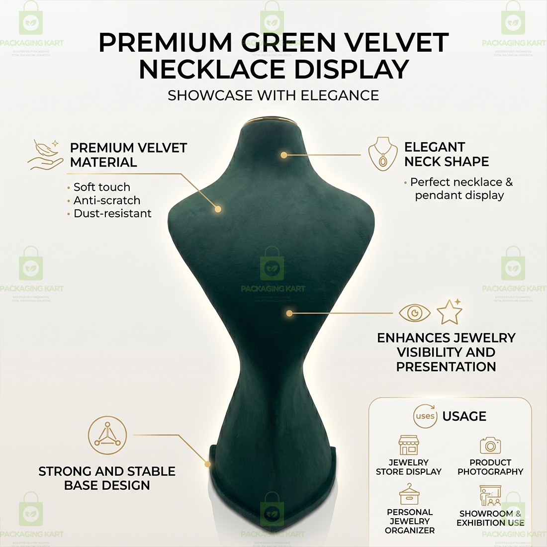 Premium Quality Leather Velvet Necklace Statue for Jewellery Display | Elegant Necklace Stand Holder