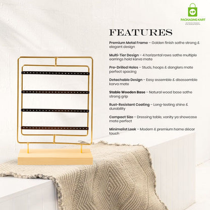 Fancy Yellow Earrings Tray – Elegant Holder for Studs & Danglers