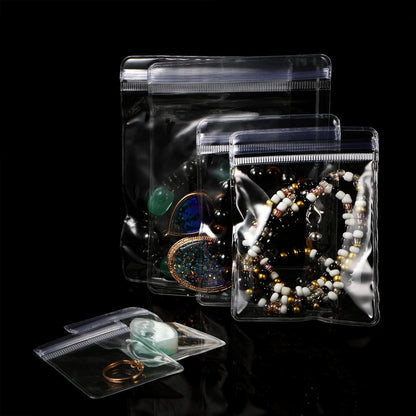 Transparent Jewellery Storage Pouches | Clear PVC Zip Lock Covers for Rings, Earrings, Necklaces, Kada, Bracelts Transparent, Polyvinyl Chloride PVC | Durable Jewellery Organizer Bags (24 Mix)