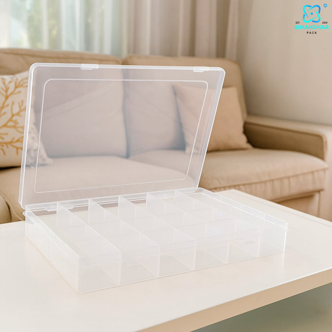 Transparent 24-Slot Jewellery Organizer – Plastic Storage Box for Accessories