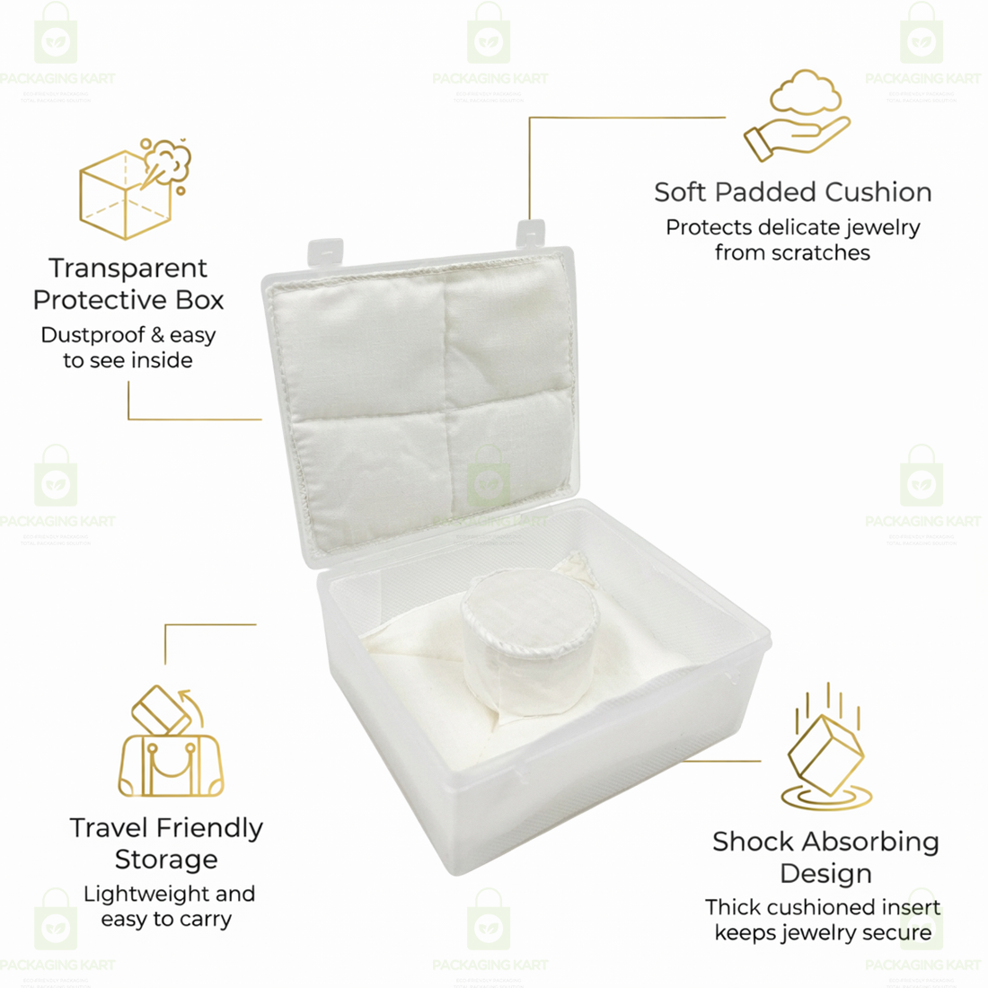 Premium Plastic Jewellery Organizer Box with Soft Cushion Cotton Padding for Protection & Storage