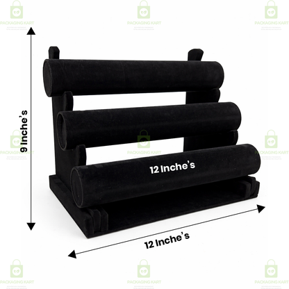 Wooden Bangle Display Stand with Velvet Finish – 3 Layer Jewellery Holder Rack