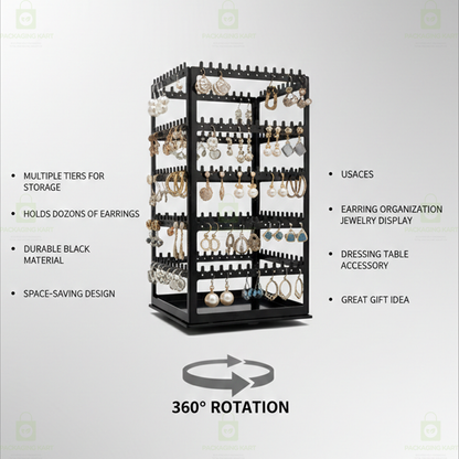 360° Rotating Earring Display Stand – Jewelry Organizer Rack for Earrings & Accessories