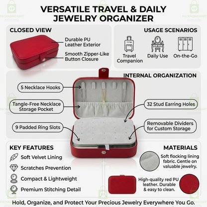 Premium 2 Step Jewellery Box for Women – Velvet Organizer Gift Case for Rings, Earrings & Necklace