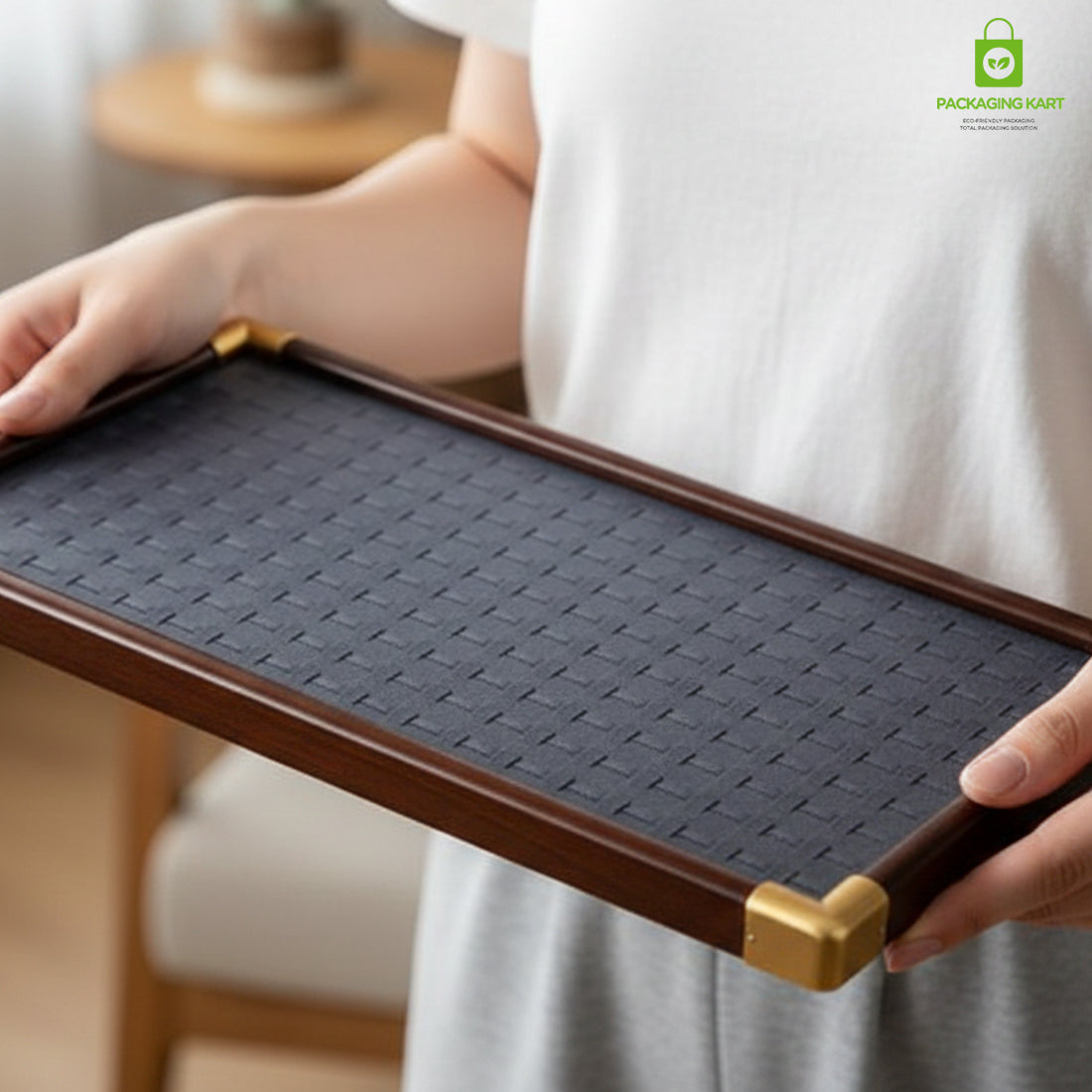 Fancy Velvet Rings Wooden Display Tray for Jewellery