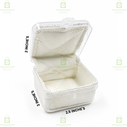 Transparent Plastic Jewellery Storage Box with Soft White Cushion Cotton Padding for Protection