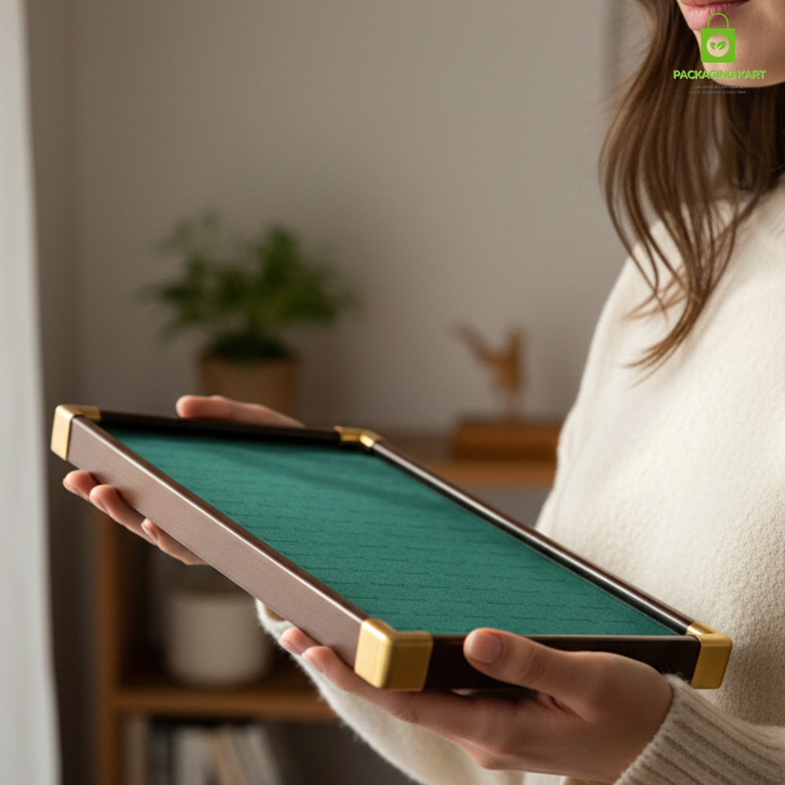 Fancy Velvet Rings Wooden Display Tray for Jewellery