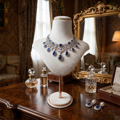 Premium Quality Velvet Foldable Jewellery Necklace Stand | Elegant Necklace Display Holder
