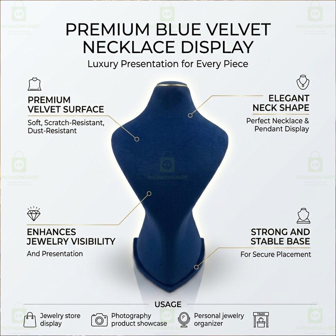Premium Quality Leather Velvet Necklace Statue for Jewellery Display | Elegant Necklace Stand Holder